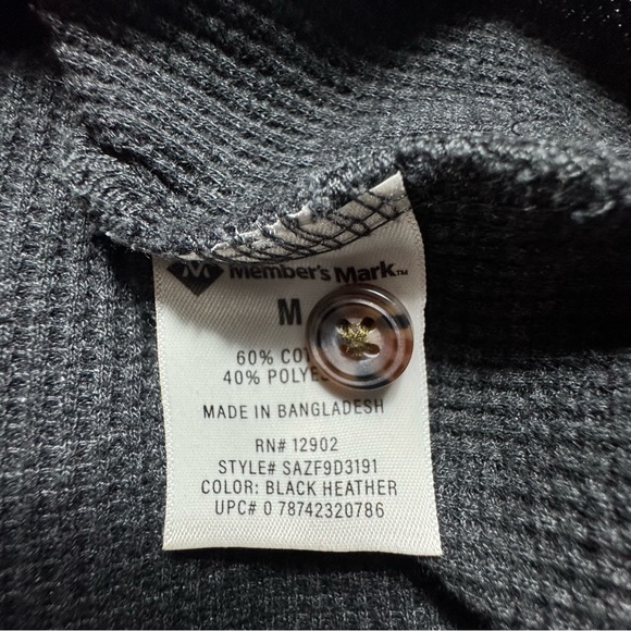 Men’s Thermal Henley Medium Long Sleeve Button Up Crew Neck Dexter Morgan Gray - Picture 7 of 9